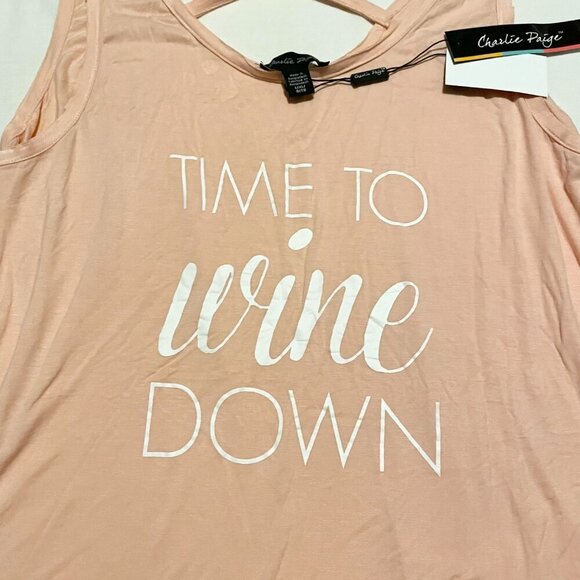 Charlie Paige Sleepwear Tank Top Womens L/XL Time to Wine Down - Picture 4 of 16